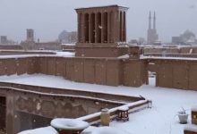 عکس هوایی تماشایی از سفیدپوش شدن شهر یزد پس از بارش برف